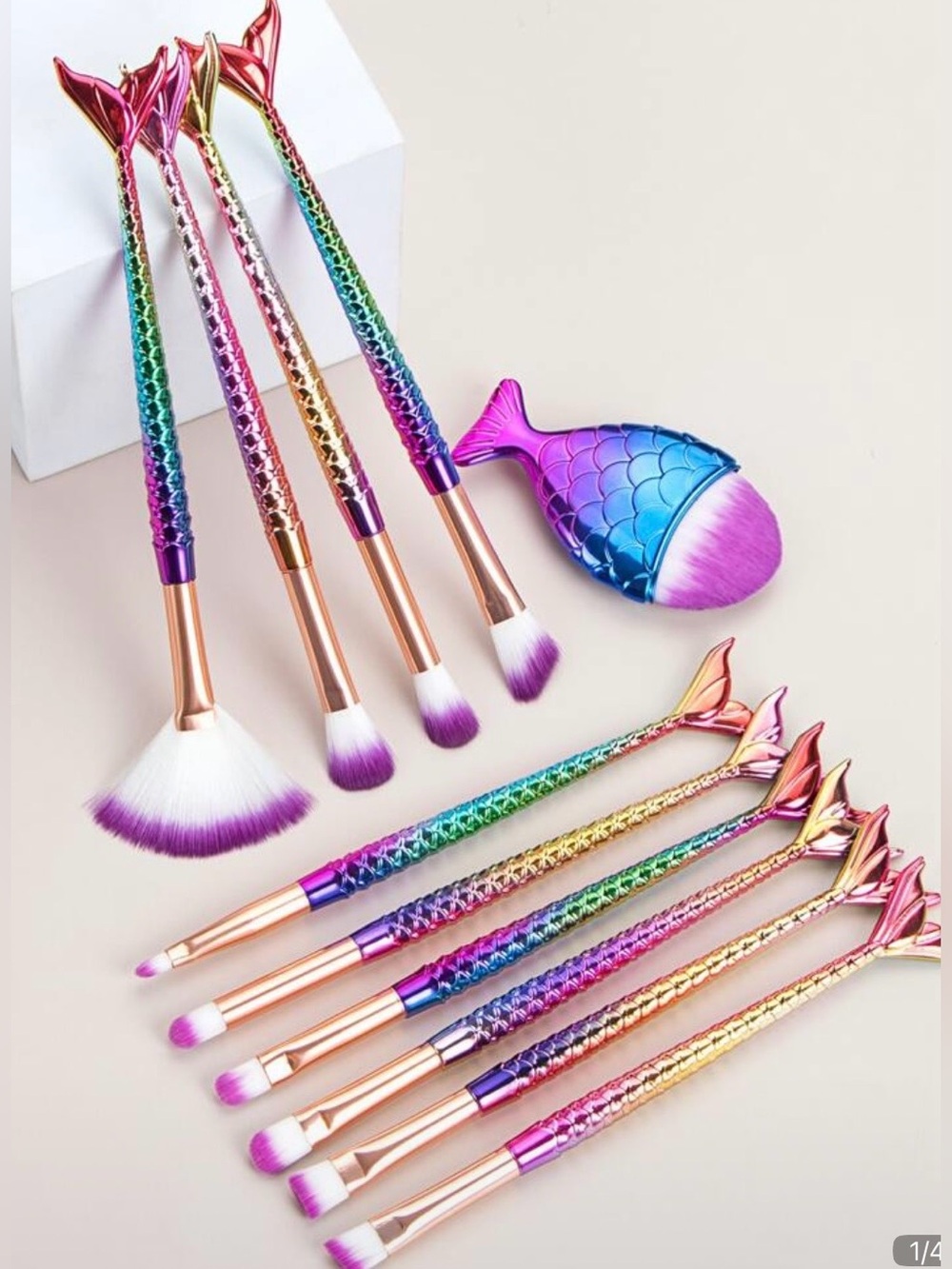 NWT 11 pieces Colorful mermaid makeup brush set. 💜🩷❤️💙
